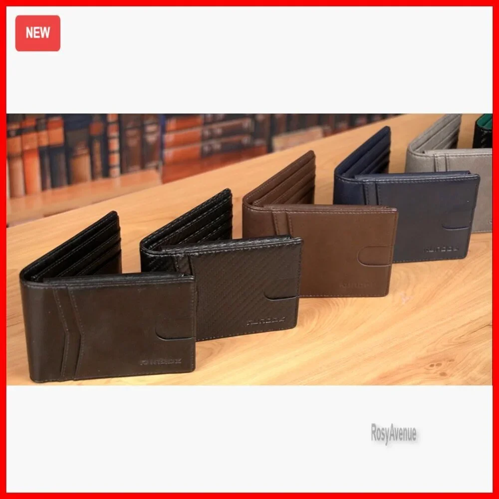 Slim RFID Leather Wallet with 2 ID Windows and 15 Card Slots